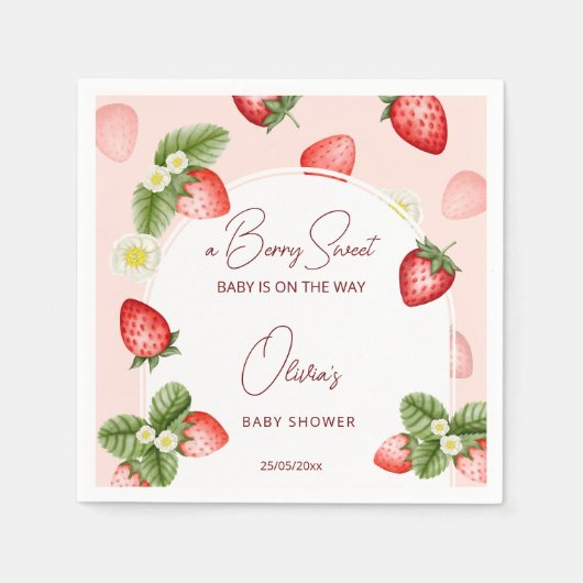 Erdbeere Babydusche Beere süße Vorlage Serviette (Vorderseite)
