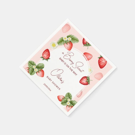 Erdbeere Babydusche Beere süße Vorlage Serviette (Ecke)