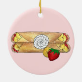 Erdbeere Banana Crêpe Pancake Französischer Lebens Keramik Ornament (Hinten)