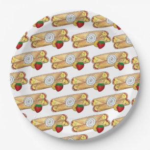 Erdbeere Banana Crêpe Pancake Französischer Lebens Pappteller