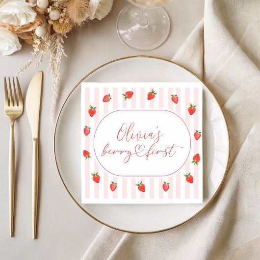 Erdbeere Beere Erste Geburtstagsservietten Serviette