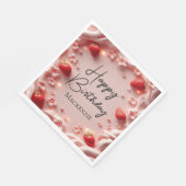 Erdbeere Beere Erste Glückliche Geburtstagsfeier Serviette (Ecke)