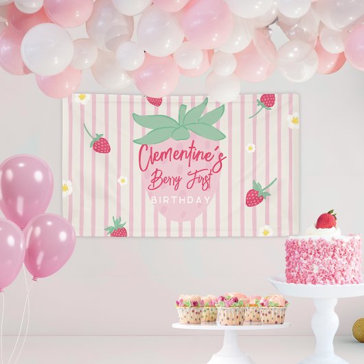 Erdbeere Beere Erster Geburtstag Banner
