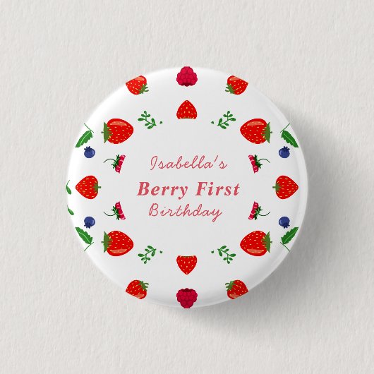Erdbeere Beere süße Babyparty Button (Vorderseite)