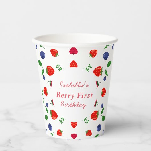 Erdbeere Beere süße Babyparty Pappbecher (Vorderseite)