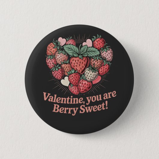 Erdbeere Beere Süße Kinder Valentinstag Button (Vorderseite)
