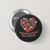 Erdbeere Beere Süße Kinder Valentinstag Button (Vorne & Hinten)