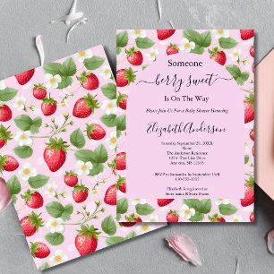 Erdbeere Beere Süße Rosa Rote Weiße Babyparty Einladung