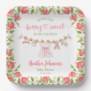 Erdbeere Beere Süße Wäscheleine Baby Shower  Pappteller