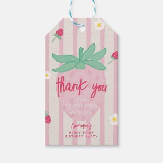 Erdbeere Beeren Geschenkanhänger für die erste Par (Vorderseite)