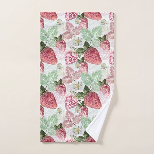 Erdbeere, Beeren, rot, frisch, reif, süß, Nahrungs Badhandtuch Set (Handtuch)