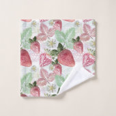 Erdbeere, Beeren, rot, frisch, reif, süß, Nahrungs Badhandtuch Set (Waschlappen)