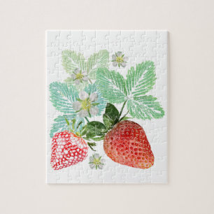 Erdbeere, Beeren, rot, frisch, reif, süß, Nahrungs Puzzle