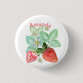 Erdbeere, Beerenrot. Button (Vorderseite)