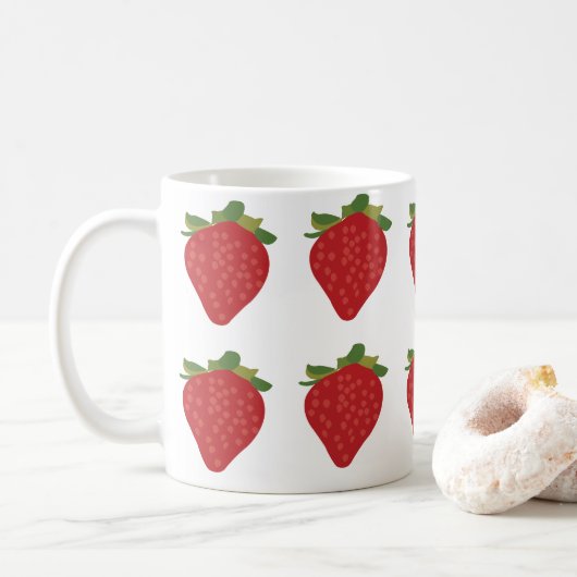Erdbeere Berry Cute Obst Erdbeeren Kaffeetasse (Mit Donut)