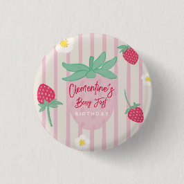 Erdbeere Berry Erster Geburtstag Button