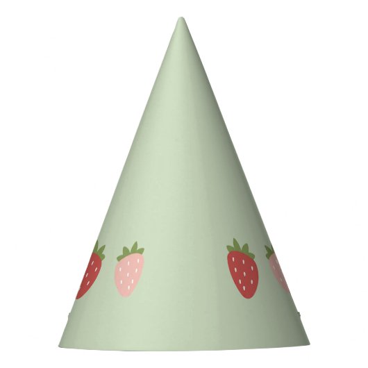 Erdbeere Berry Erster Geburtstag Partyhütchen (Vorderseite)