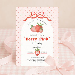 Erdbeere Berry Erster Roter Bogen 1. Geburtstag Einladung