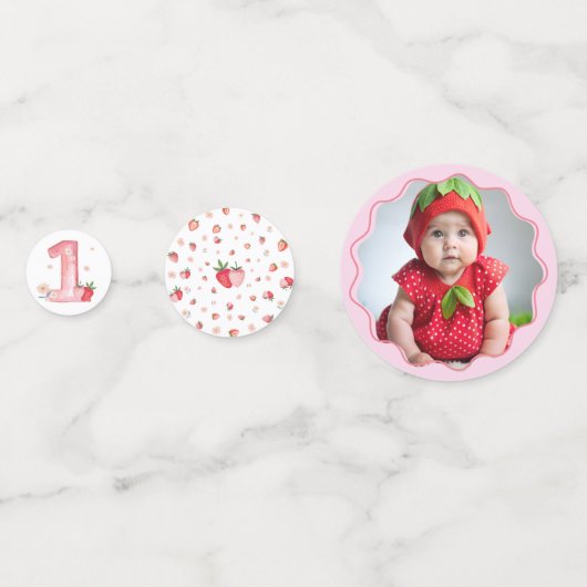 Erdbeere Berry Erster Tisch Konfetti (Vorderseiten)