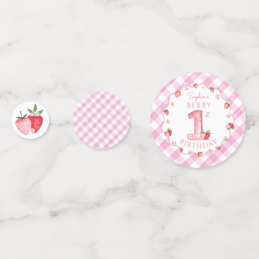 Erdbeere Berry Erster Tisch Konfetti (Rückseiten)