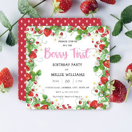 Erdbeere | Berry First Birthday Party Einladung