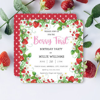 Erdbeere | Berry First Birthday Party Einladung