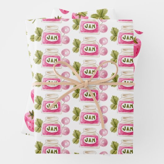 Erdbeere Berry Fruit Jam Wrapping Paper Set 3 Geschenkpapier Set (Beispiel)