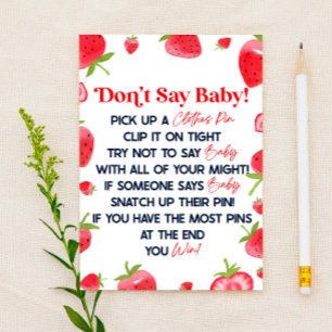 Erdbeere Berry Sag Nicht Baby Shower Spiel Briefpapier