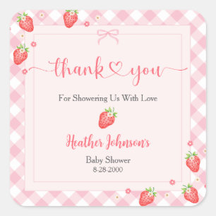 Erdbeere Berry Süße Kleine Baby Girl Baby Shower Quadratischer Aufkleber