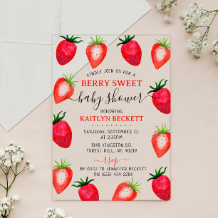 Erdbeere Berry Sweet Baby Shower Acryleinladungen
