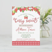 Erdbeere, Berry Sweet Baby Shower Einladung (Stehend Vorderseite)