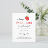Erdbeere | Berry Sweet Baby Shower Einladung (Stehend Vorderseite)