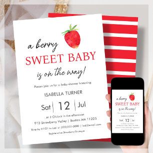 Erdbeere   Berry Sweet Baby Shower Einladung