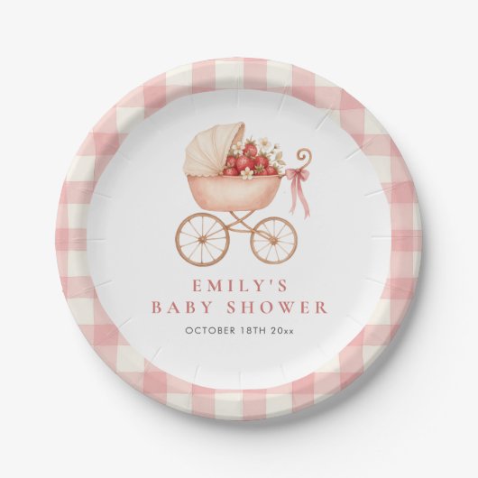 Erdbeere Berry Sweet Baby Shower Pappteller (Vorderseite)