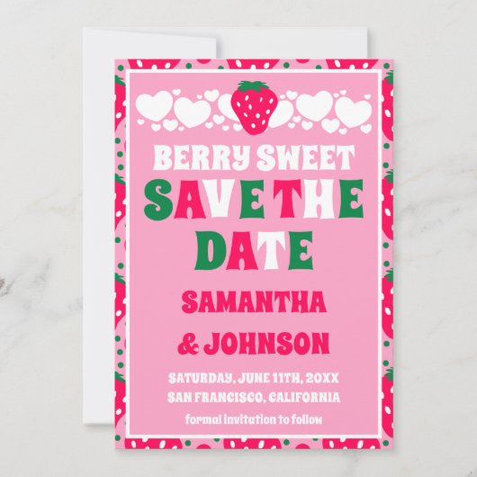 Erdbeere Berry Sweet Hochzeit Save The Date (Vorderseite)