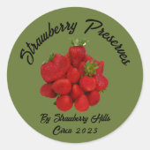 Erdbeere bewahren fotografische grüne Canning Runder Aufkleber (Vorderseite)