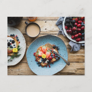 Erdbeere, Blaubeere, Nachspeise Süßigkeiten Postkarte