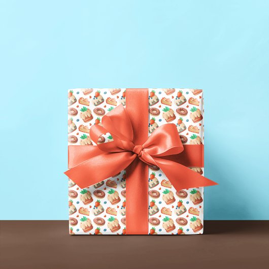 Erdbeere, Blaubeeren, Kuchen und Donuts Geschenkpapier