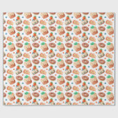 Erdbeere, Blaubeeren, Kuchen und Donuts Geschenkpapier (Flach)