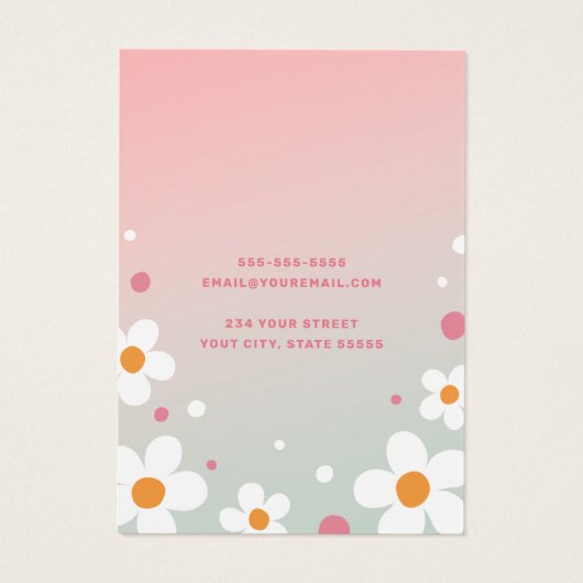 Erdbeere blühen Retro-Schriftart rosa Ohrkarte (Rückseite)