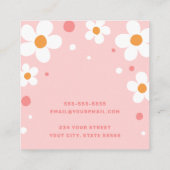 Erdbeere blühen Retro-Schriftart rosa Ohrkarte Quadratische Visitenkarte (Rückseite)