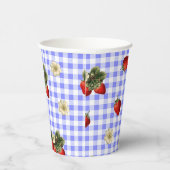 Erdbeere blüht Gingham niedliche Papierbecher (Rechts)