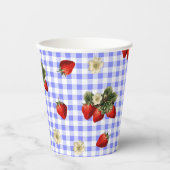 Erdbeere blüht Gingham niedliche Papierbecher (Vorderseite)