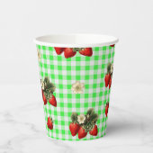 Erdbeere blüht grüner Gingham niedliche Papierbech Pappbecher (Links)