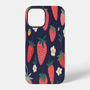 Erdbeere Blume & Früchte: Dekoratives Muster iPhone 12 Hülle