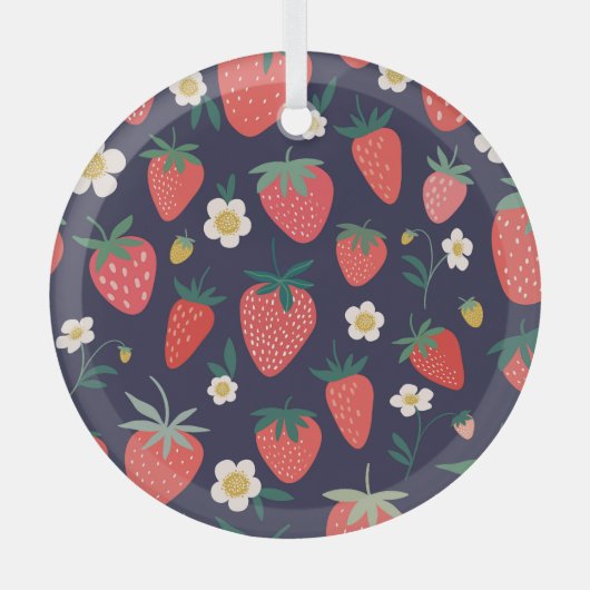 Erdbeere Blume & Früchte: Dekoratives Muster Ornament Aus Glas (Vorderseite)