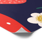 Erdbeere Blume & Früchte: Dekoratives Muster Poster (Ecke)