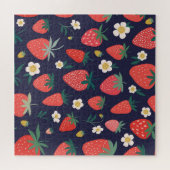 Erdbeere Blume & Früchte: Dekoratives Muster Puzzle (Horizontal)