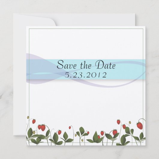 Erdbeere-Blume Save The Date (Vorderseite)