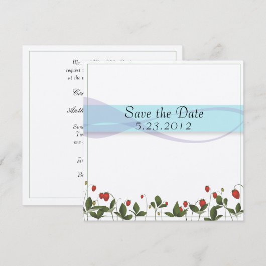 Erdbeere-Blume Save The Date (Vorne/Hinten)